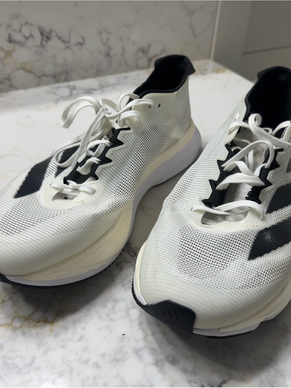 Adidas Adizero Boston 12 Men's Running Shoes - White & Black